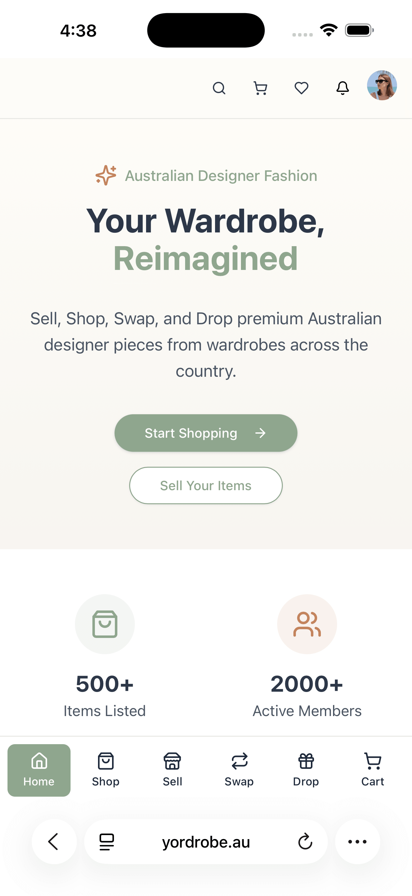 Yordrobe app — Your Wardrobe, Reimagined home screen